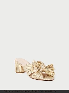 Loeffler Randall Emilia Gold Pleated Bow Heel